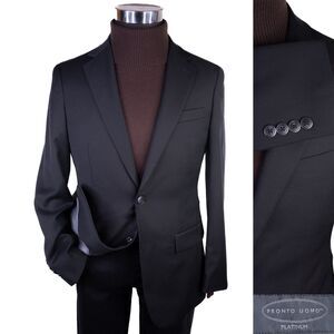 Pronto Uomo Unconstructed 36R Black 2-Button Blazer Wool Blend Sport Coat Jacket